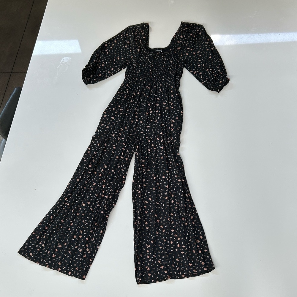 Madewell Black Floral Jumpsuit